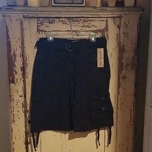 NWT Men's Trees Trails Black Cargo Shorts W/Belt size 34